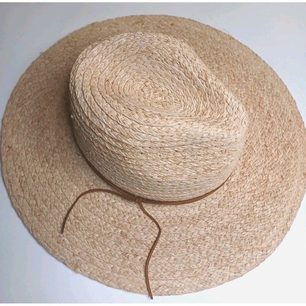 Hat Attack Raffia Continental Womens Hat SPF 50 Natural & Tobacco *NWT $172